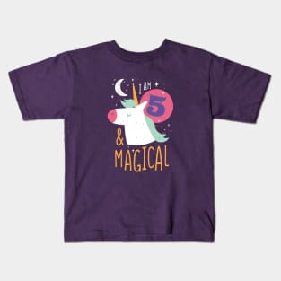 I'm 5 & Magical | Fun Unicorn Birthday Kids T-Shirt